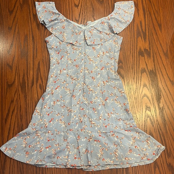 Lulu’s Radiant Rosa Light Blue Floral Print Ruffled Mini Dress - Picture 5 of 7